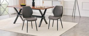 English Elm Set of 4 Diamond Quilted Pu Leather Dining Chairs with Slim Metal Legs Modern Style Dark Gray W1512P508720