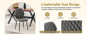 English Elm Set of 4 Diamond Quilted Pu Leather Dining Chairs with Slim Metal Legs Modern Style Dark Gray W1512P508720
