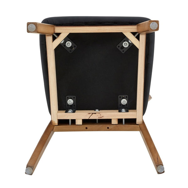 English Elm 2 Solid Wood Dining Chairs with Pu Cushions Hollowed Backrest Walnut Farmhouse Set Walnut+Black W1512P508852