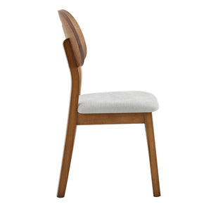 English Elm 2 Solid Wood Dining Chairs Walnut Finish Gray Cushions Hollowed Backrest Farm Table W1512P508871