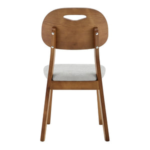 English Elm 2 Solid Wood Dining Chairs Walnut Finish Gray Cushions Hollowed Backrest Farm Table W1512P508871