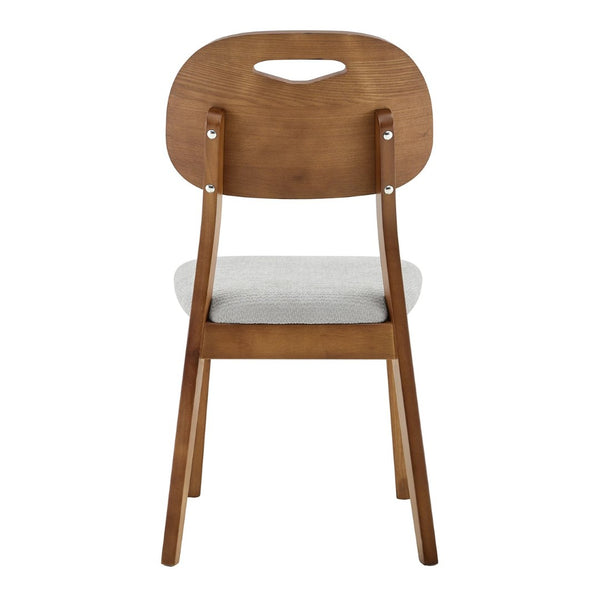 English Elm 2 Solid Wood Dining Chairs Walnut Finish Gray Cushions Hollowed Backrest Farm Table W1512P508871