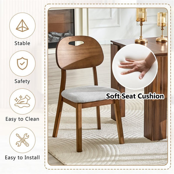 English Elm 2 Solid Wood Dining Chairs Walnut Finish Gray Cushions Hollowed Backrest Farm Table W1512P508871