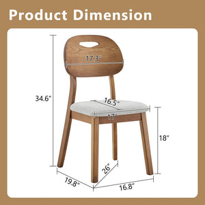 English Elm 2 Solid Wood Dining Chairs Walnut Finish Gray Cushions Hollowed Backrest Farm Table W1512P508871