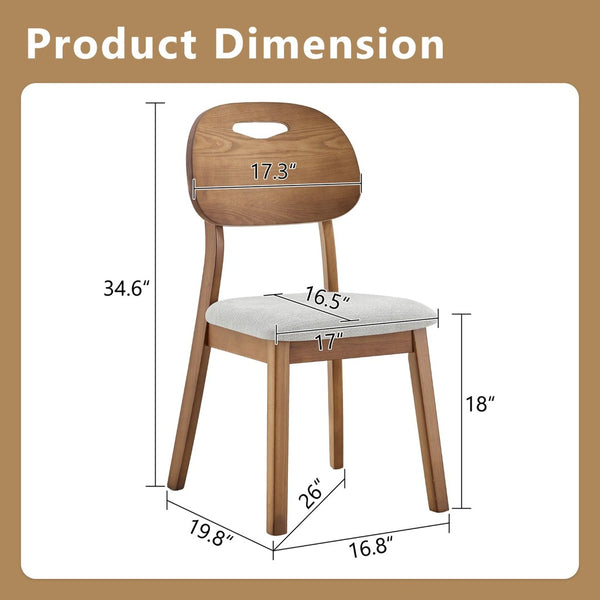 English Elm 2 Solid Wood Dining Chairs Walnut Finish Gray Cushions Hollowed Backrest Farm Table W1512P508871