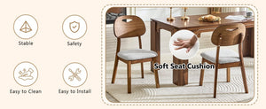 English Elm 2 Solid Wood Dining Chairs Walnut Finish Gray Cushions Hollowed Backrest Farm Table W1512P508871