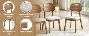English Elm 2 Solid Wood Dining Chairs Walnut Finish Gray Cushions Hollowed Backrest Farm Table W1512P508871