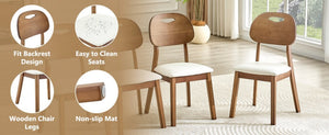 English Elm 2 Solid Wood Dining Chairs with Pu Cushions Hollowed Backrest Walnut Farmhouse Set Walnut+White W1512P508875