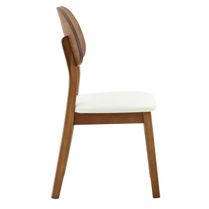 English Elm 2 Solid Wood Dining Chairs with Pu Cushions Hollowed Backrest Walnut Farmhouse Set Walnut+White W1512P508875