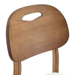English Elm 2 Solid Wood Dining Chairs with Pu Cushions Hollowed Backrest Walnut Farmhouse Set Walnut+White W1512P508875