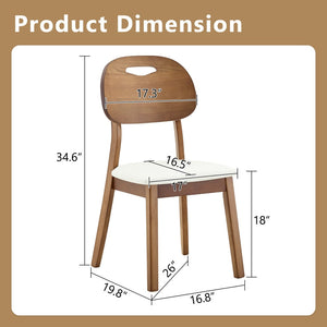 English Elm 2 Solid Wood Dining Chairs with Pu Cushions Hollowed Backrest Walnut Farmhouse Set Walnut+White W1512P508875