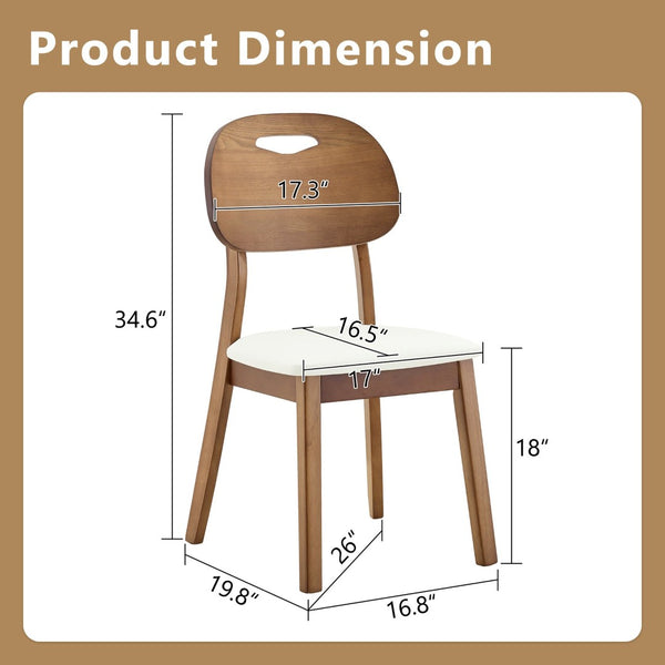 English Elm 2 Solid Wood Dining Chairs with Pu Cushions Hollowed Backrest Walnut Farmhouse Set Walnut+White W1512P508875