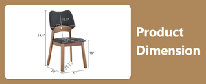 English Elm 2 Solid Wood Dining Chairs Walnut Finish Pu Cushion Ergonomic Hollowed Backrest Set Black & Walnut W1512P508895