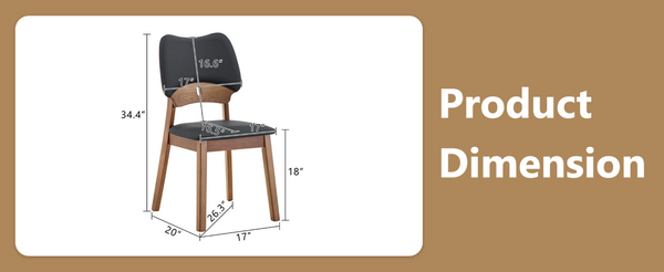 English Elm 2 Solid Wood Dining Chairs Walnut Finish Pu Cushion Ergonomic Hollowed Backrest Set Black & Walnut W1512P508895