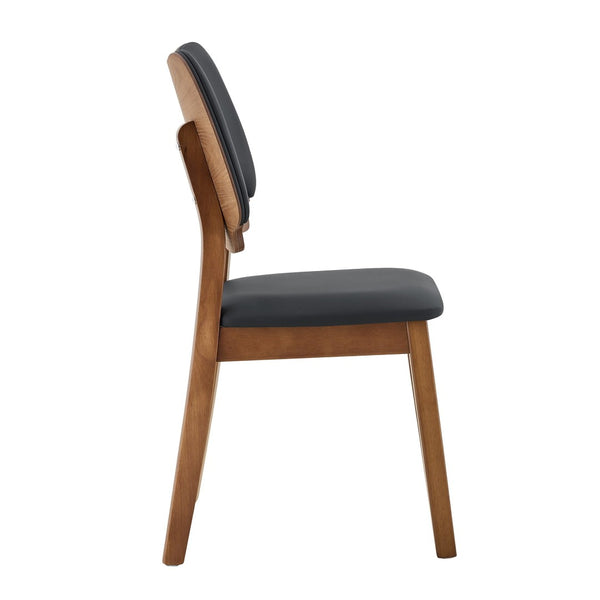 English Elm 2 Solid Wood Dining Chairs Walnut Finish Pu Cushion Ergonomic Hollowed Backrest Set Black & Walnut W1512P508895