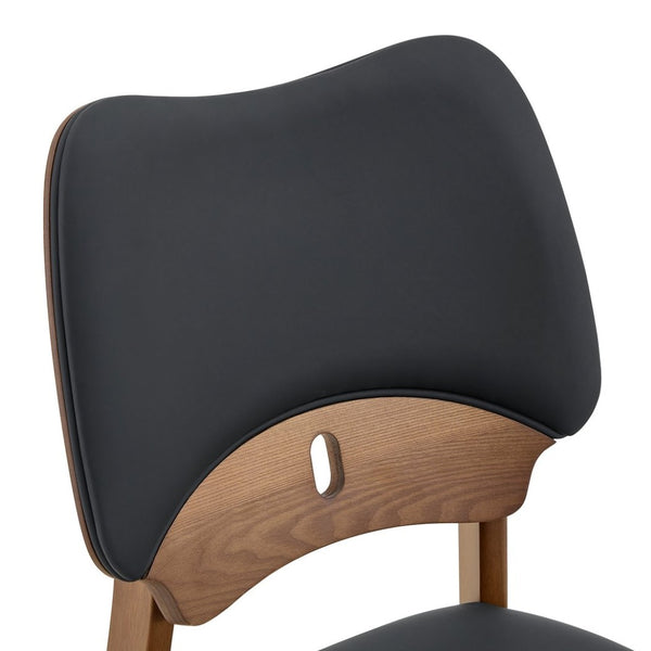 English Elm 2 Solid Wood Dining Chairs Walnut Finish Pu Cushion Ergonomic Hollowed Backrest Set Black & Walnut W1512P508895