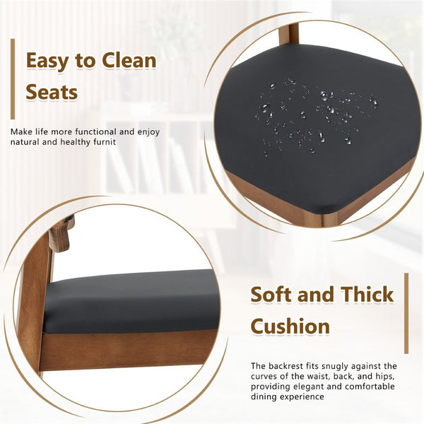 English Elm 2 Solid Wood Dining Chairs Walnut Finish Pu Cushion Ergonomic Hollowed Backrest Set Black & Walnut W1512P508895