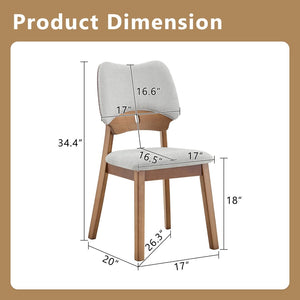 English Elm 2 Solid Walnut Toned Wood Dining Chairs Gray Upholstered Ergonomic Hollowed Back W1512P508899