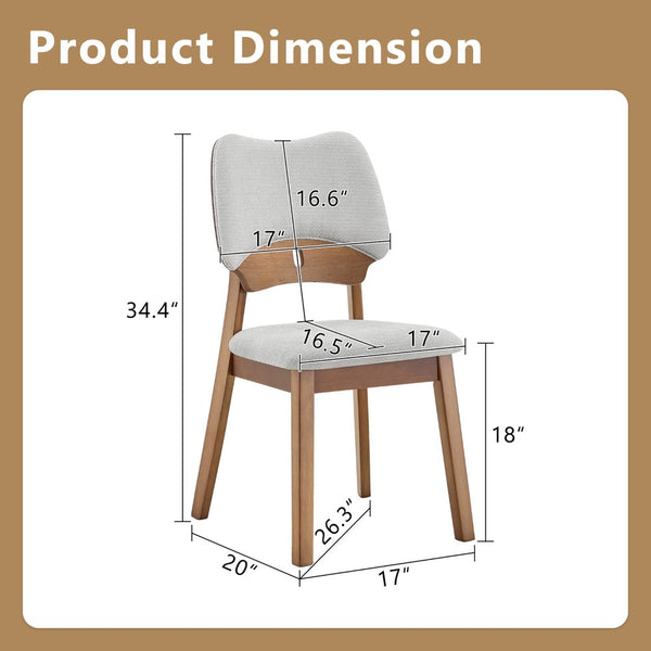 English Elm 2 Solid Walnut Toned Wood Dining Chairs Gray Upholstered Ergonomic Hollowed Back W1512P508899