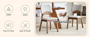 English Elm 2 Solid Walnut Toned Wood Dining Chairs Gray Upholstered Ergonomic Hollowed Back W1512P508899