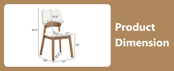 English Elm 2 Solid Wood Dining Chairs Walnut Finish Pu Cushion Ergonomic Hollowed Backrest Set White & Walnut W1512P508904