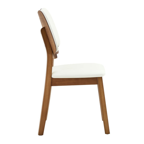 English Elm 2 Solid Wood Dining Chairs Walnut Finish Pu Cushion Ergonomic Hollowed Backrest Set White & Walnut W1512P508904