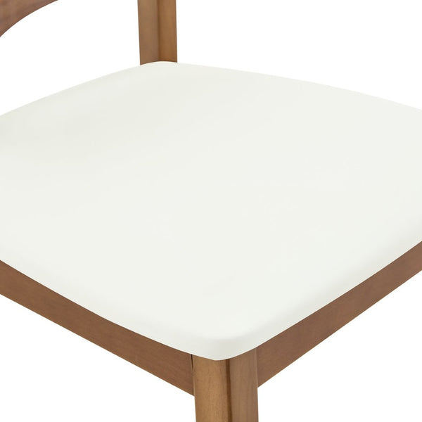 English Elm 2 Solid Wood Dining Chairs Walnut Finish Pu Cushion Ergonomic Hollowed Backrest Set White & Walnut W1512P508904