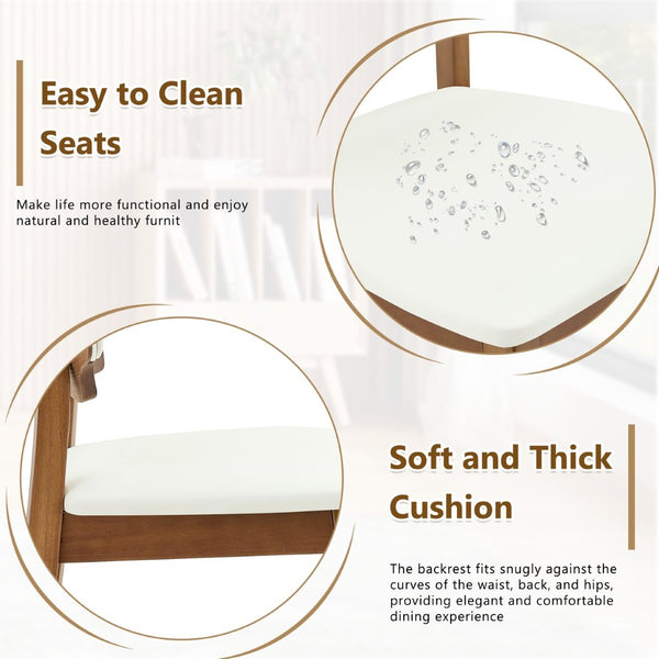 English Elm 2 Solid Wood Dining Chairs Walnut Finish Pu Cushion Ergonomic Hollowed Backrest Set White & Walnut W1512P508904