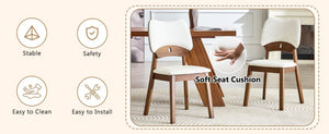 English Elm 2 Solid Wood Dining Chairs Walnut Finish Pu Cushion Ergonomic Hollowed Backrest Set White & Walnut W1512P508904