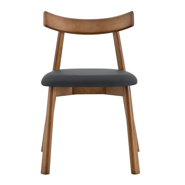 English Elm 2 Solid Wood Dining Chairs with Pu Cushions Ergonomic Curved Back Walnut Finish Walnut+Black W1512P510303