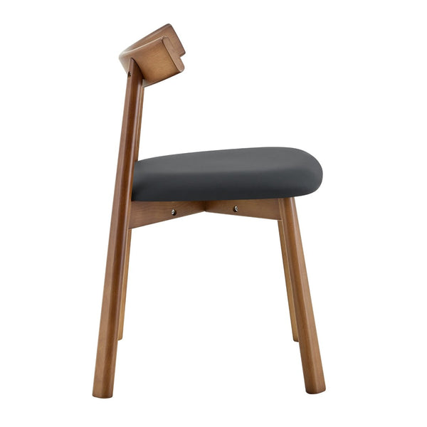 English Elm 2 Solid Wood Dining Chairs with Pu Cushions Ergonomic Curved Back Walnut Finish Walnut+Black W1512P510303