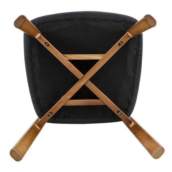 English Elm 2 Solid Wood Dining Chairs with Pu Cushions Ergonomic Curved Back Walnut Finish Walnut+Black W1512P510303