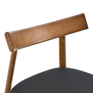 English Elm 2 Solid Wood Dining Chairs with Pu Cushions Ergonomic Curved Back Walnut Finish Walnut+Black W1512P510303