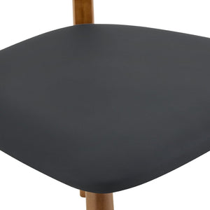 English Elm 2 Solid Wood Dining Chairs with Pu Cushions Ergonomic Curved Back Walnut Finish Walnut+Black W1512P510303