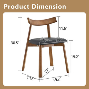 English Elm 2 Solid Wood Dining Chairs with Pu Cushions Ergonomic Curved Back Walnut Finish Walnut+Black W1512P510303