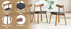 English Elm 2 Solid Wood Dining Chairs with Pu Cushions Ergonomic Curved Back Walnut Finish Walnut+Black W1512P510303