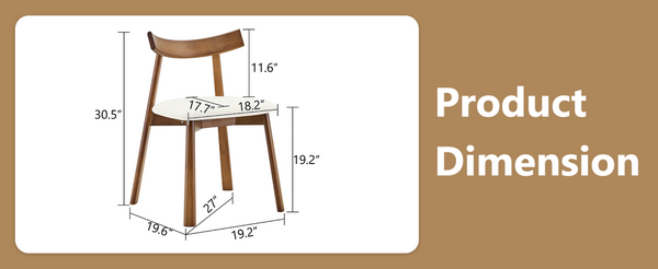 English Elm 2 Solid Wood Dining Chairs with Pu Cushions Ergonomic Curved Back Walnut Finish Walnut+White W1512P510307