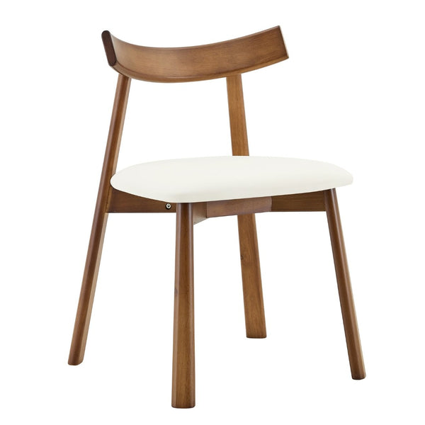 English Elm 2 Solid Wood Dining Chairs with Pu Cushions Ergonomic Curved Back Walnut Finish Walnut+White W1512P510307