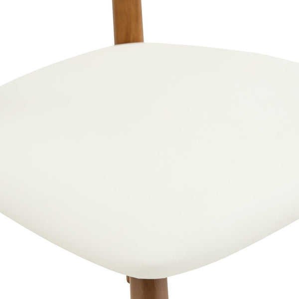 English Elm 2 Solid Wood Dining Chairs with Pu Cushions Ergonomic Curved Back Walnut Finish Walnut+White W1512P510307