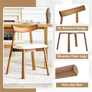 English Elm 2 Solid Wood Dining Chairs with Pu Cushions Ergonomic Curved Back Walnut Finish Walnut+White W1512P510307