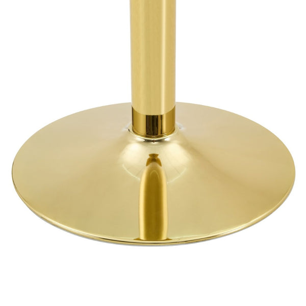 English Elm 27.5-inch Round Tempered Glass Coffee Table with Polished Metal Base Glam Living Room Gold W1512P510318