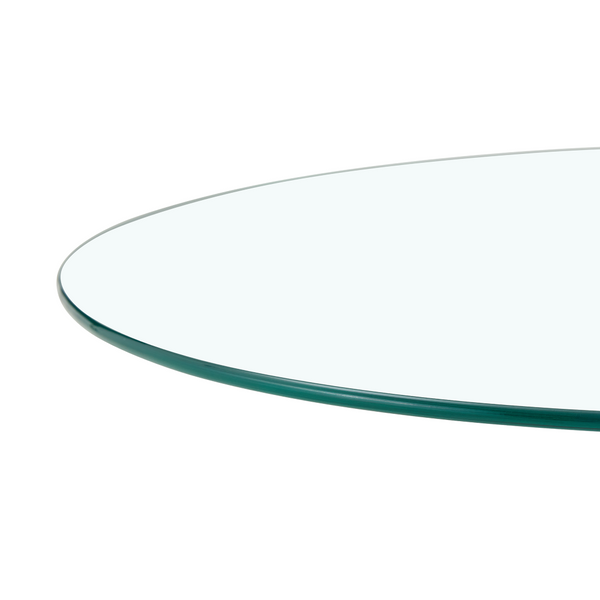 English Elm 27.5-inch Round Tempered Glass Coffee Table with Polished Metal Base Glam Living Room Silver W1512P510324