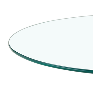 English Elm 27.5-inch Round Tempered Glass Coffee Table with Polished Metal Base Glam Living Room W1512P510326