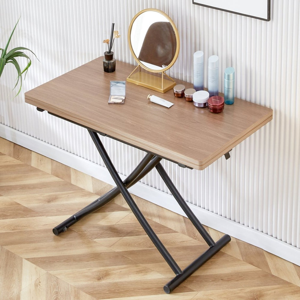 English Elm Modern Adjustable Folding Table with Wood Grain Top and Black Metal Legs for Any Room W1512P511127