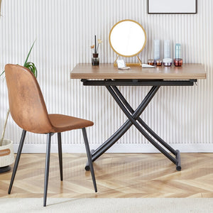 English Elm Modern Adjustable Folding Table with Wood Grain Top and Black Metal Legs for Any Room W1512P511127