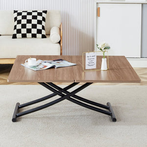 English Elm Modern Adjustable Folding Table with Wood Grain Top and Black Metal Legs for Any Room W1512P511127