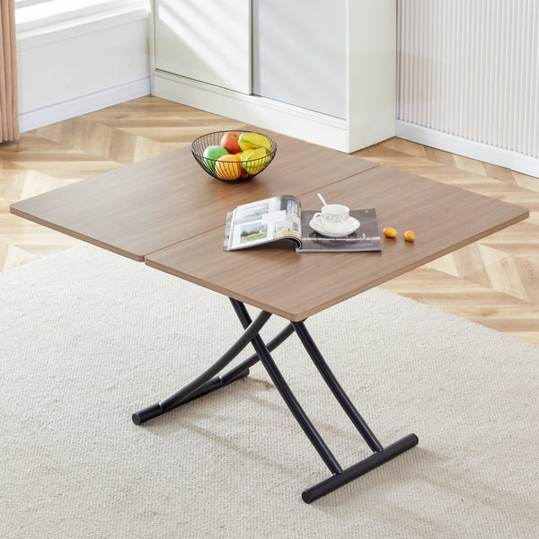 English Elm Modern Adjustable Folding Table with Wood Grain Top and Black Metal Legs for Any Room W1512P511127