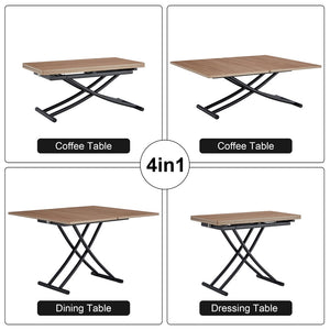 English Elm Modern Adjustable Folding Table with Wood Grain Top and Black Metal Legs for Any Room W1512P511127