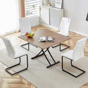English Elm Modern Adjustable Folding Table with Wood Grain Top and Black Metal Legs for Any Room W1512P511127