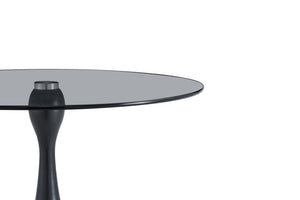 English Elm Small Round Metal Side Table Tempered Glass Top Vintage Industrial Accent for Bedroom Black W1512P514524